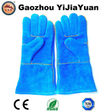 Blue Cowhide Split Leather Industrial Hand Safety Soldagem Luvas de trabalho